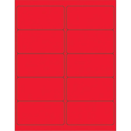 Bondad 4 x 2 in. Fluorescent Red Removable Rectangle Laser Labels, 1000PK BO2820049